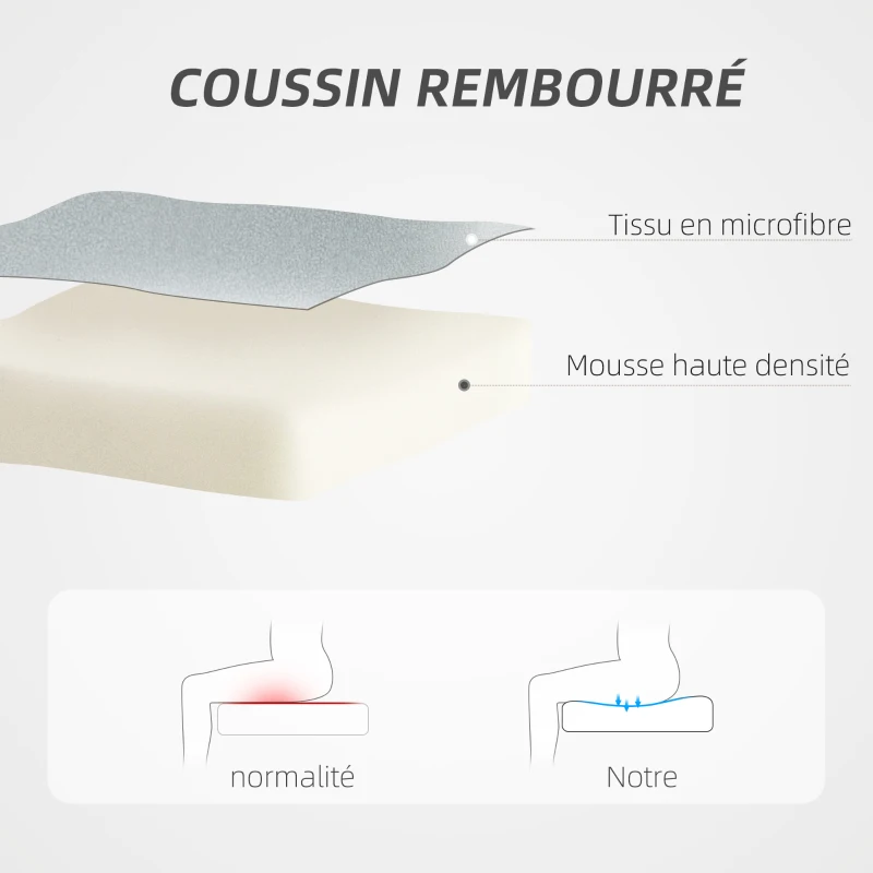 HOMCOM Chaise bureau fauteuil de bureau hauteur réglable fonction à bascule à roulettes pivotantes 68 x 65 x 119-128,5 cm gris