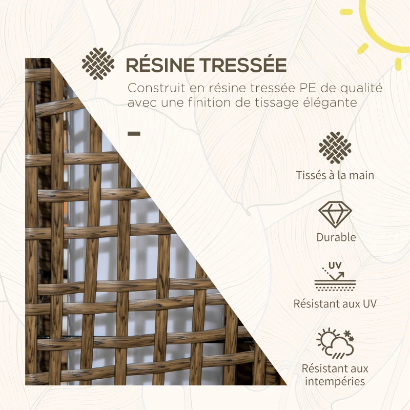 Outsunny Lampadaire solaire extérieur en résine tressée lampadaire sans fil rechargeable capteur de lumière 15,5 x 15,5 x 46 cm