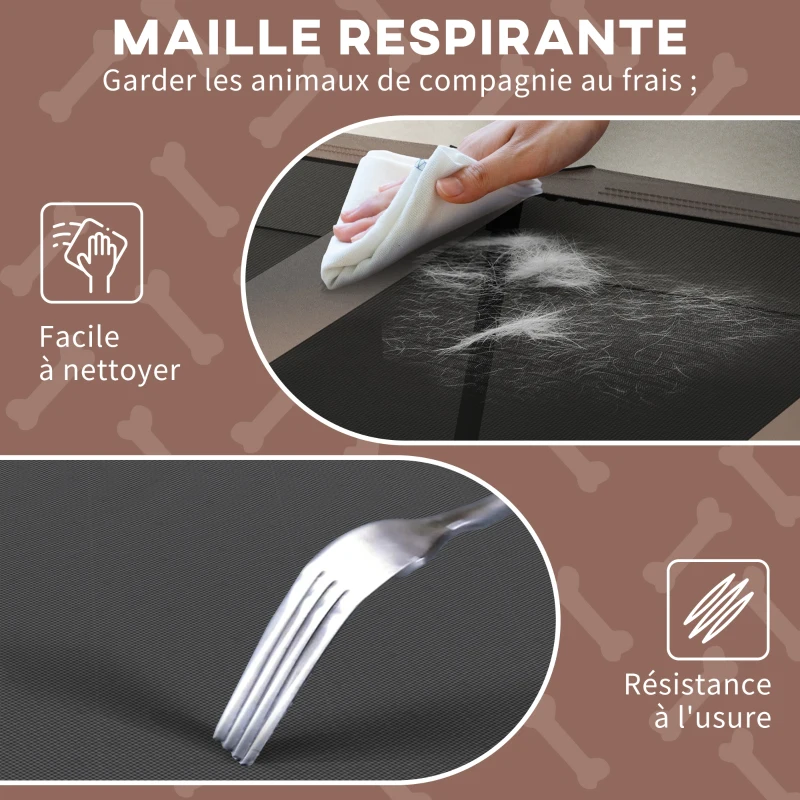 PawHut Lit pour chien chat sur pieds lit chien surélevé velum anti-UV oxford sac de transport 106 x 76 x 94 cm café