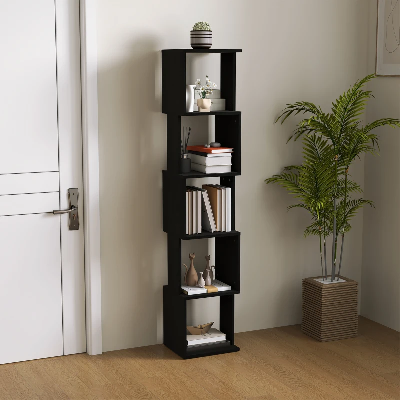 HOMCOM Bibliothèque étagère Design Moderne à 5 Niveaux – Rangement Pratique pour Maison ou Bureau, noir