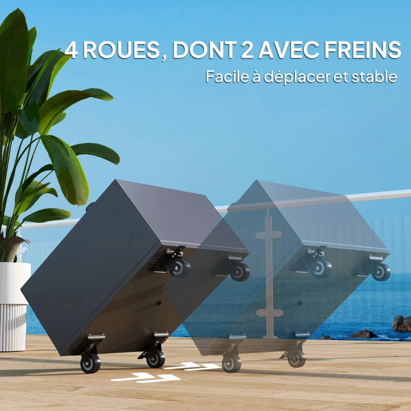 Outsunny Pied de parasol 2 en 1 support parasol avec roues universelles trous de drainage bac à fleurs 50 x 50 x 46 cm gris foncé