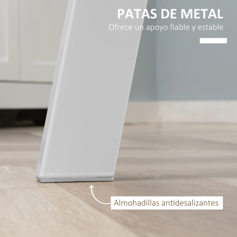 HOMCOM Mesa de Comedor Moderna para 2 Personas Mesa Redonda con Patas de Metal para Cocina Salón Ø72x75 cm Blanco Brillo