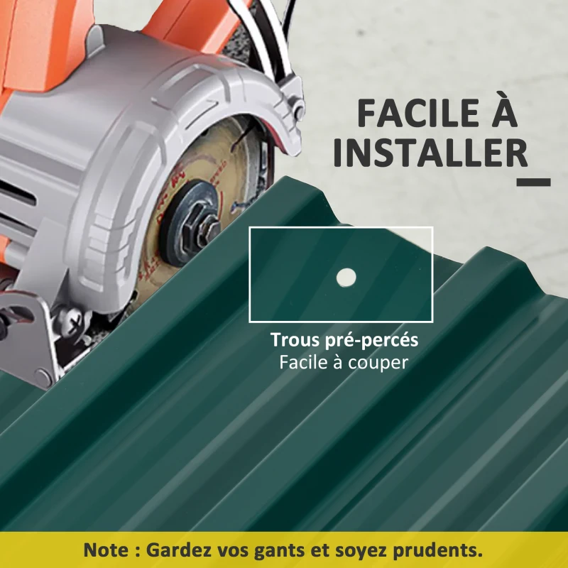 Outsunny Lot de 12 panneaux en acier galvanisé Résistant aux Intempéries, vert, dim. d'un panneau 129L x 45l cm