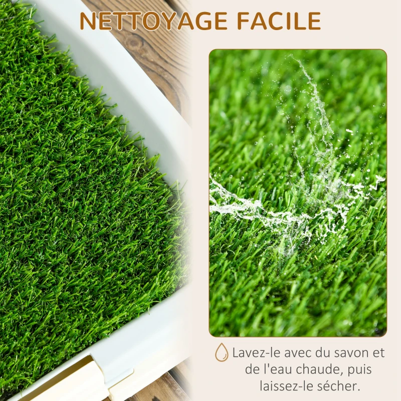 PawHut Toilette pour chien litière avec tapis en gazon artificiel plateau et panneau grillagé 46,5 x 34 cm
