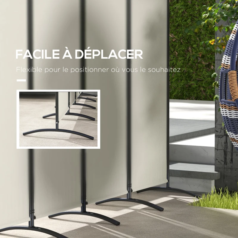 Outsunny Paravent 221 x 172 cm paravent de jardin à 4 panneaux avec pieds larges en tissu polyester de 180 g/m² crème