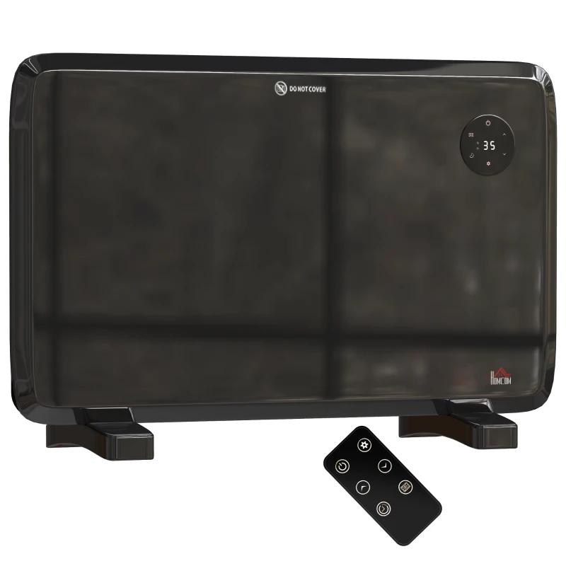 HOMCOM 1.2kW Freestand/On-Wall Electric Convector Heater, with Adjustable Thermostat - Black