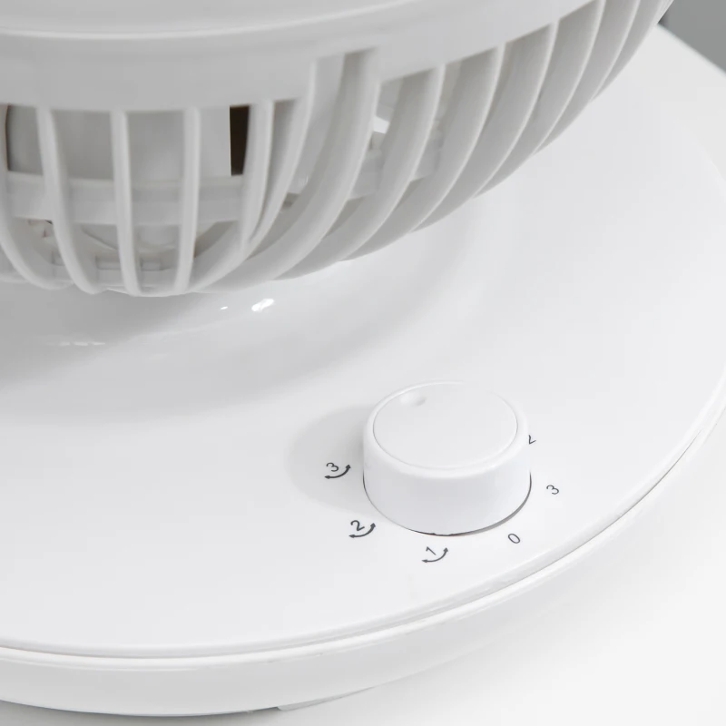 HOMCOM Ventilateur de table puissant 45W, 3 vitesses, oscillant à 70° multidirectionnelle, inclinaison à 90°, blanc
