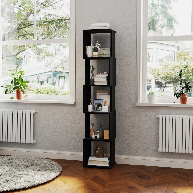 HOMCOM Bibliothèque étagère Design Moderne à 5 Niveaux – Rangement Pratique pour Maison ou Bureau, noir