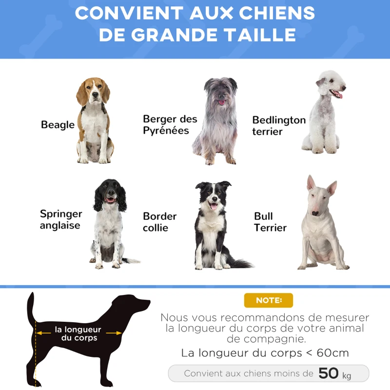 PawHut Lit surélevé pour chien lit surélevé rafraîchissant pour chien tissu Oxford sac de transport inclus 92 x 76 x 18 cm bleu