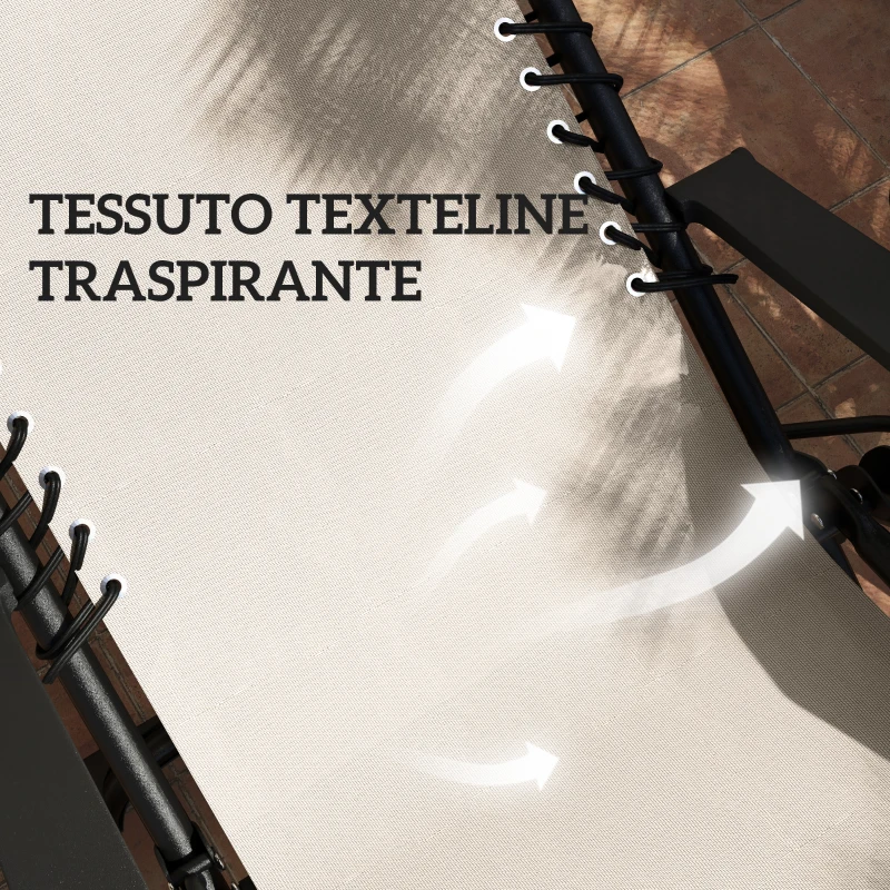 Outsunny Set 2 Sedie Sdraio a Gravità Zero Pieghevoli con Schienale Regolabile e Tavolino, Beige