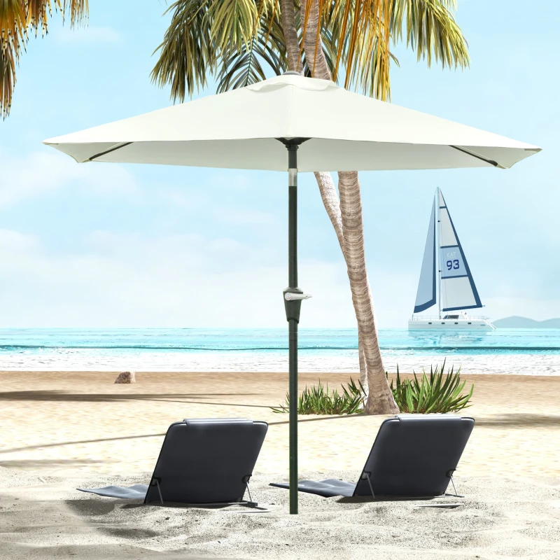 Outsunny Parasol de jardin parasol droit parasol hexagonal inclinable Ø 2,3 x 2,16 m métal polyester haute densité 180 g/m² crème
