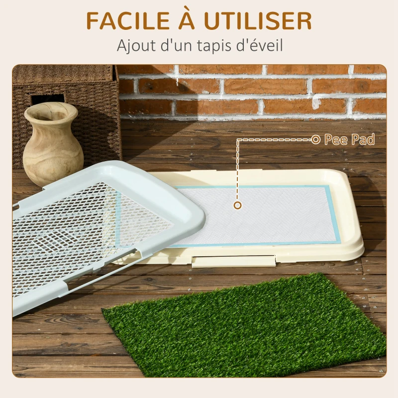 PawHut Toilette pour chien litière avec tapis en gazon artificiel plateau et panneau grillagé 46,5 x 34 cm