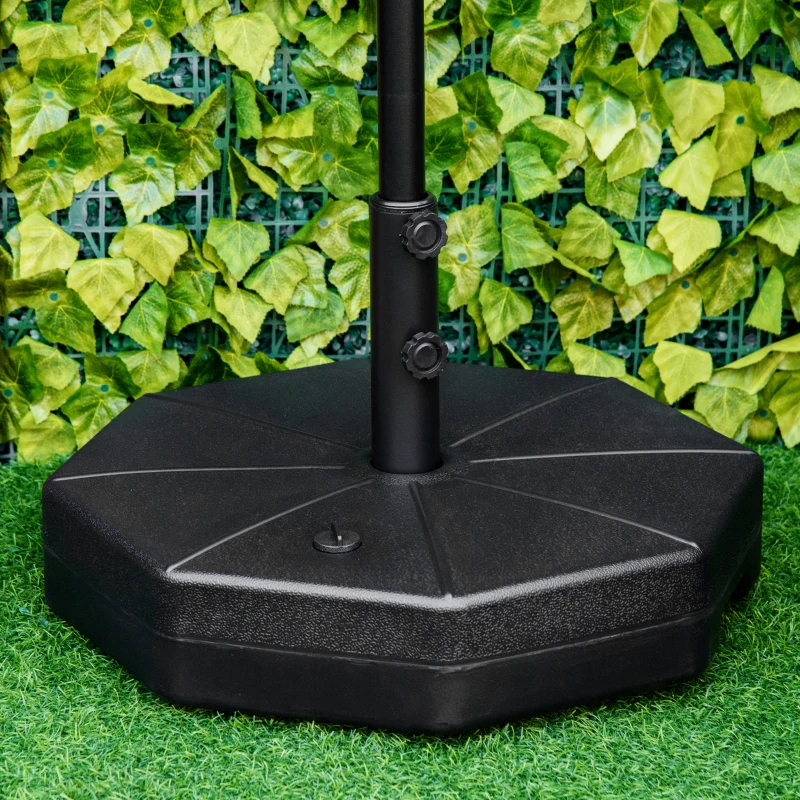Outsunny Pied de parasol octogonal support parasol remplissage eau sable pour terrasse piscine patio en HDPE Ø 60 x 36 cm noir