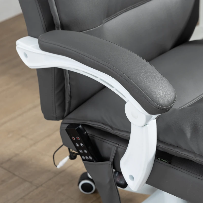 Vinsetto Vibration Massage Office Chair with Heat, Ergonomic Computer Desk Chairs, Faux Leather Desk Chair with Footrest, Armrest and Reclining Backrest, Charcoal Grey