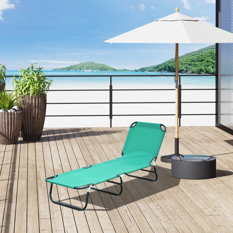 Outsunny Bain de soleil chaise longue pliante inclinable en tissu Oxford pour plage camping piscine 188 x 56 x 28 cm vert foncé