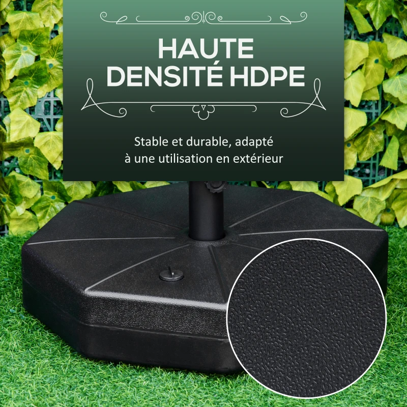 Outsunny Pied de parasol octogonal support parasol remplissage eau sable pour terrasse piscine patio en HDPE Ø 60 x 36 cm noir
