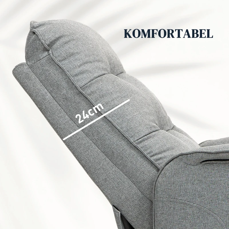 HOMCOM Aufstehsessel, Recliner-Sessel mit Aufstehhilfe, elektrischer Relaxsessel mit Fernbedienung, Seitentasche, Grau(m-6)