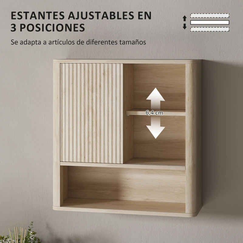 HOMCOM Armario de Baño de Pared con Puerta Corredera 5 Compartimentos y Estantes Ajustables 60x20x62 cm Blanco