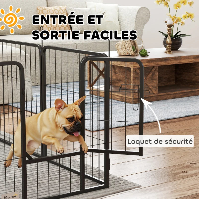 PawHut Parc pour chien, parc pour animaux, 16 panneaux, clôture portable pliable, sécurisé, noir