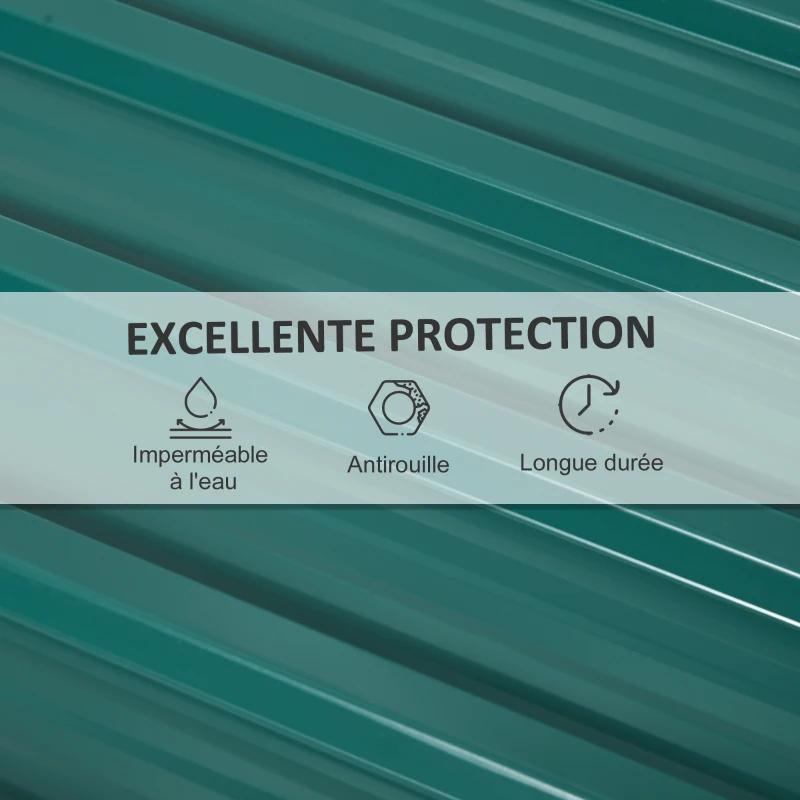 Outsunny Lot de 12 panneaux en acier galvanisé Résistant aux Intempéries, vert, dim. d'un panneau 129L x 45l cm