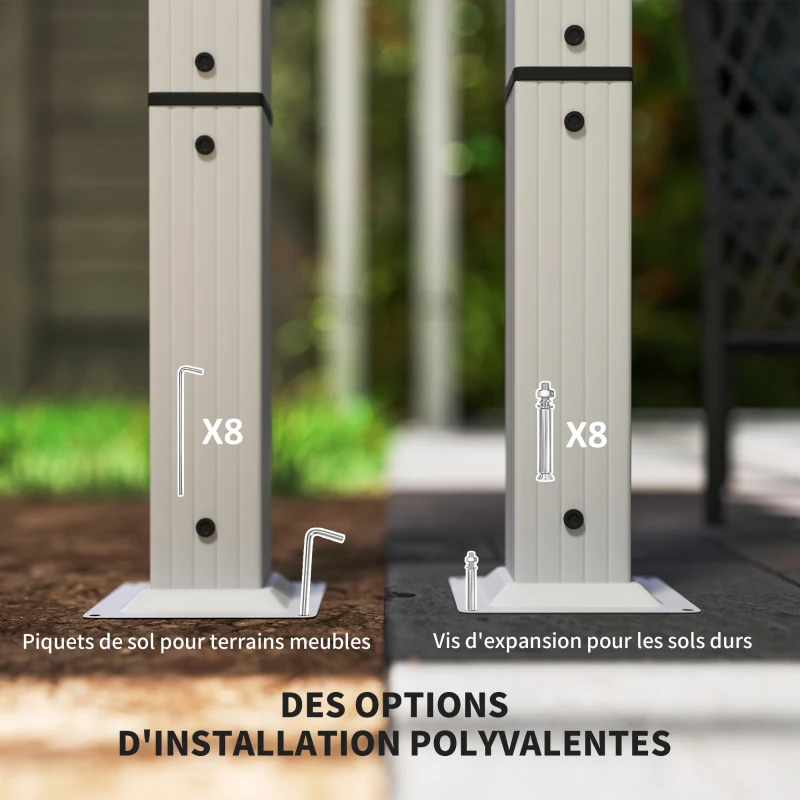 Outsunny Pergola jardin extérieur en aluminium 3 x 4 m avec toit rétractable, abri soleil UPF30+, pour terrasse, patio, blanc