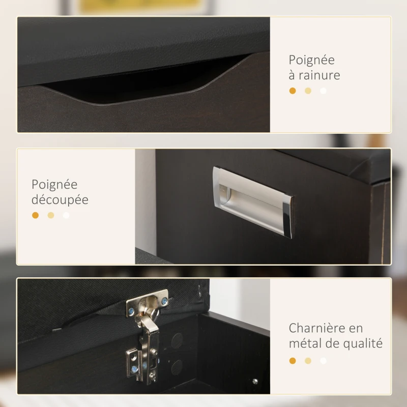 HOMCOM Meuble Chaussures Banc à Chaussures 2 Niveaux Rangement, Niche + Coffre intégré avec Coussin Noir