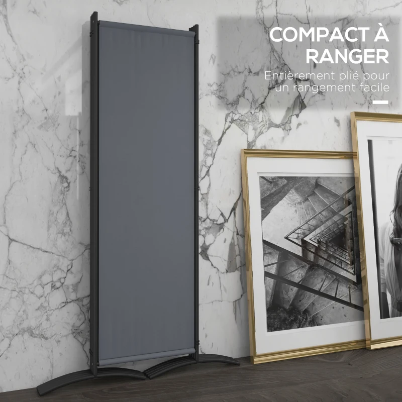 Outsunny Paravent 221 x 172 cm paravent de jardin à 4 panneaux avec pieds larges en tissu polyester de 180 g/m² gris foncé