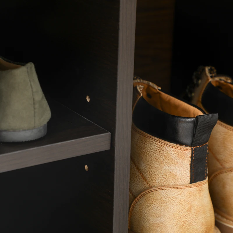 HOMCOM Meuble Chaussures Banc à Chaussures 2 Niveaux Rangement, Niche + Coffre intégré avec Coussin Noir