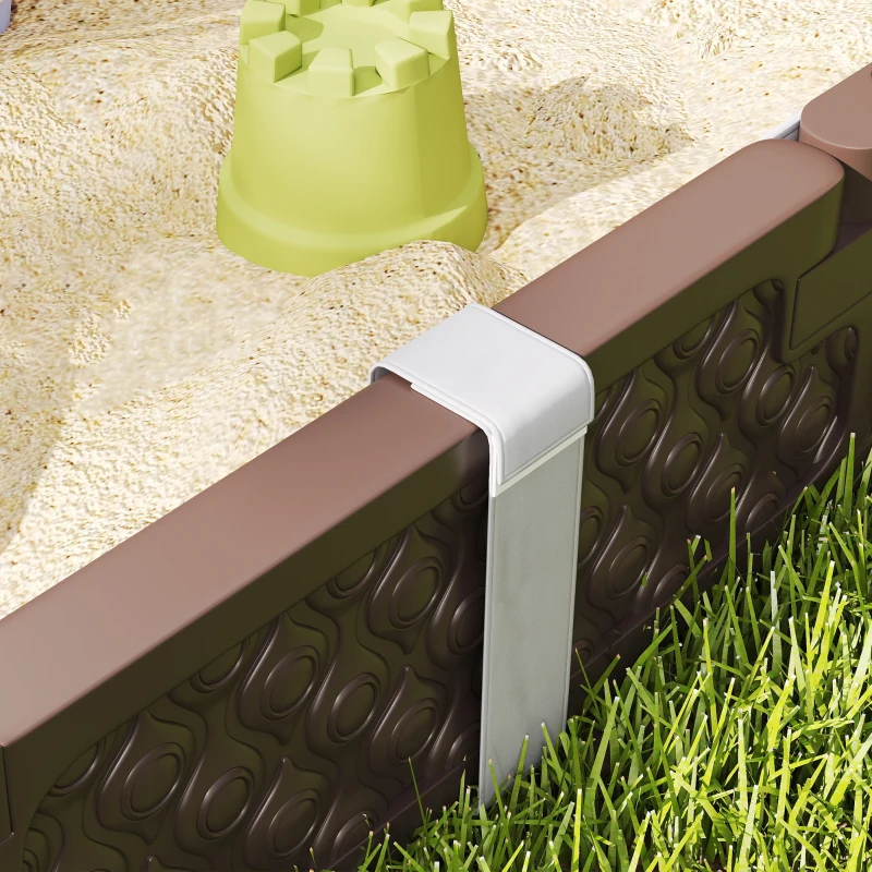 AIYAPLAY Arenero Infantil con 4 Asientos Cubierta Resistente y Diseño Abierto para Jardín Patio o Terraza 119x119x22 cm Marrón