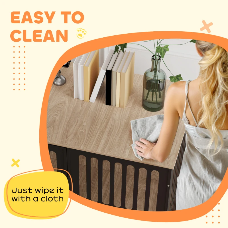 PawHut Dog Crate Furniture with Anti-Chew Resistant Mesh, Anti-Escape Single Door, for Large Dogs, 100 x 60 x 81.5 cm