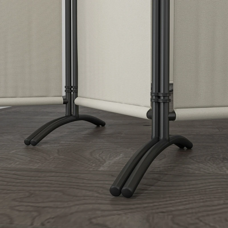 Outsunny Paravent 221 x 172 cm paravent de jardin à 4 panneaux avec pieds larges en tissu polyester de 180 g/m² crème