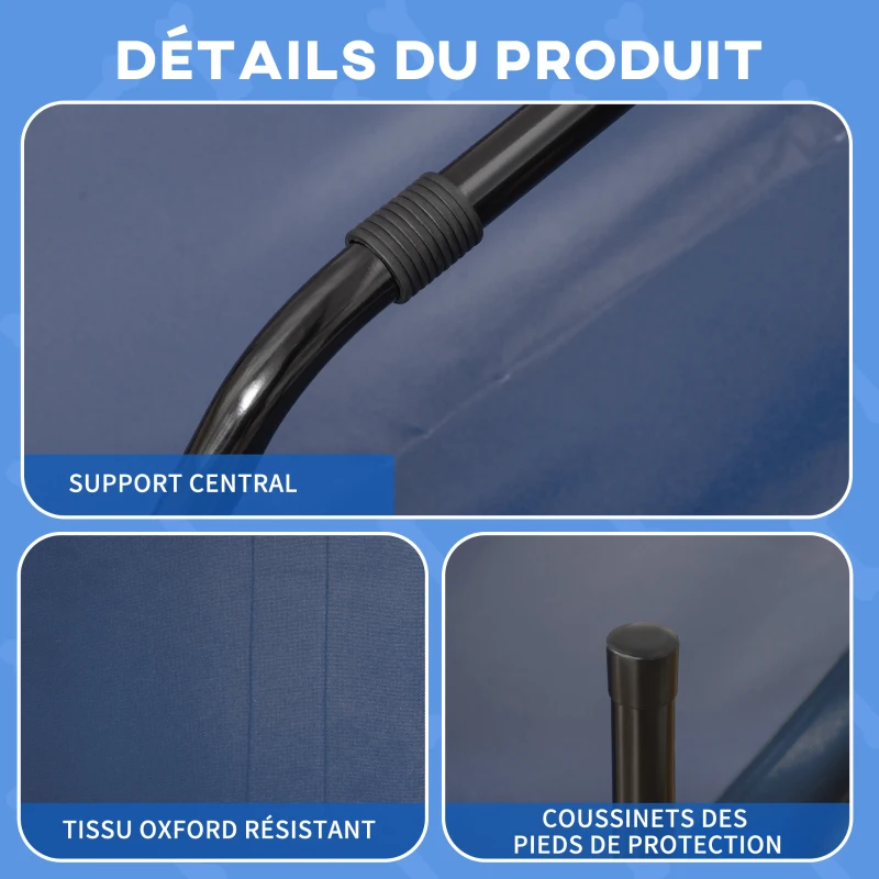 PawHut Lit surélevé pour chien lit surélevé rafraîchissant pour chien tissu Oxford sac de transport inclus 92 x 76 x 18 cm bleu