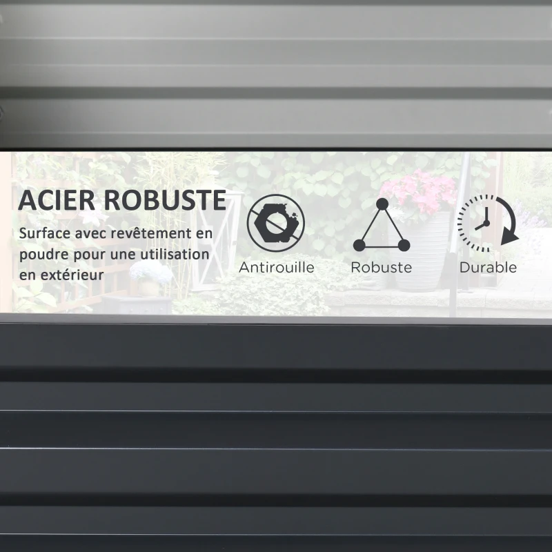 Outsunny Carré potager de jardin rectangulaire tôle d'acier ondulée 120 x 60 x 30,5 cm gris