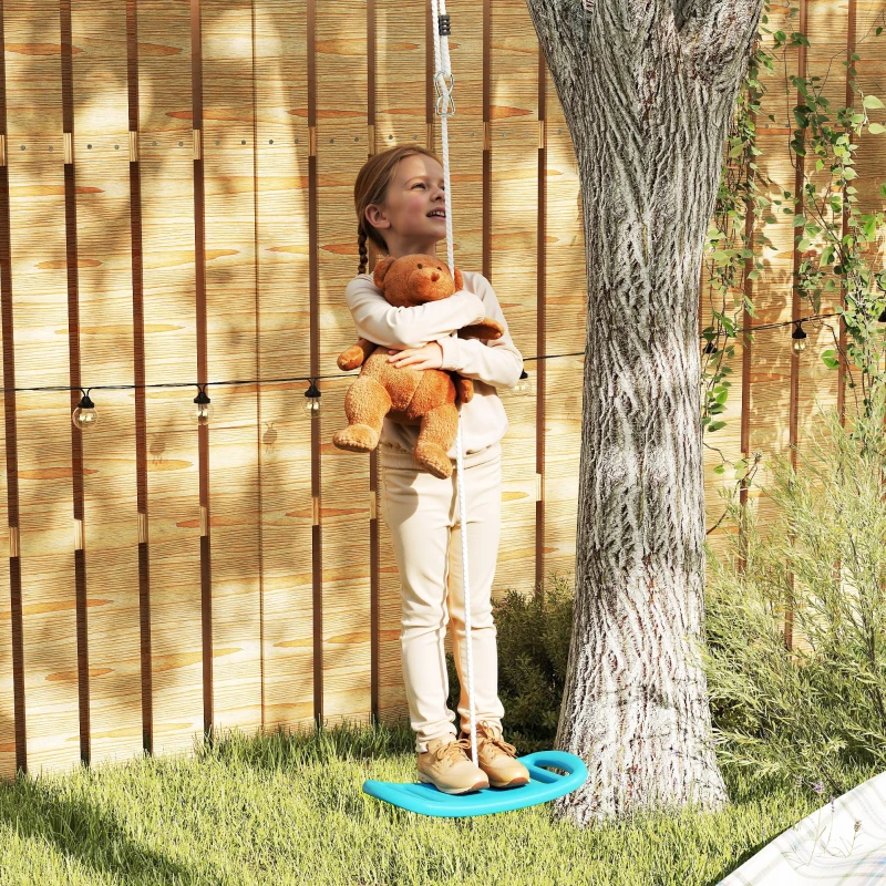 AIYAPLAY Balançoire enfant extérieur et intérieur avec corde réglable, mousqueton, charge max. 70 kg, bleu