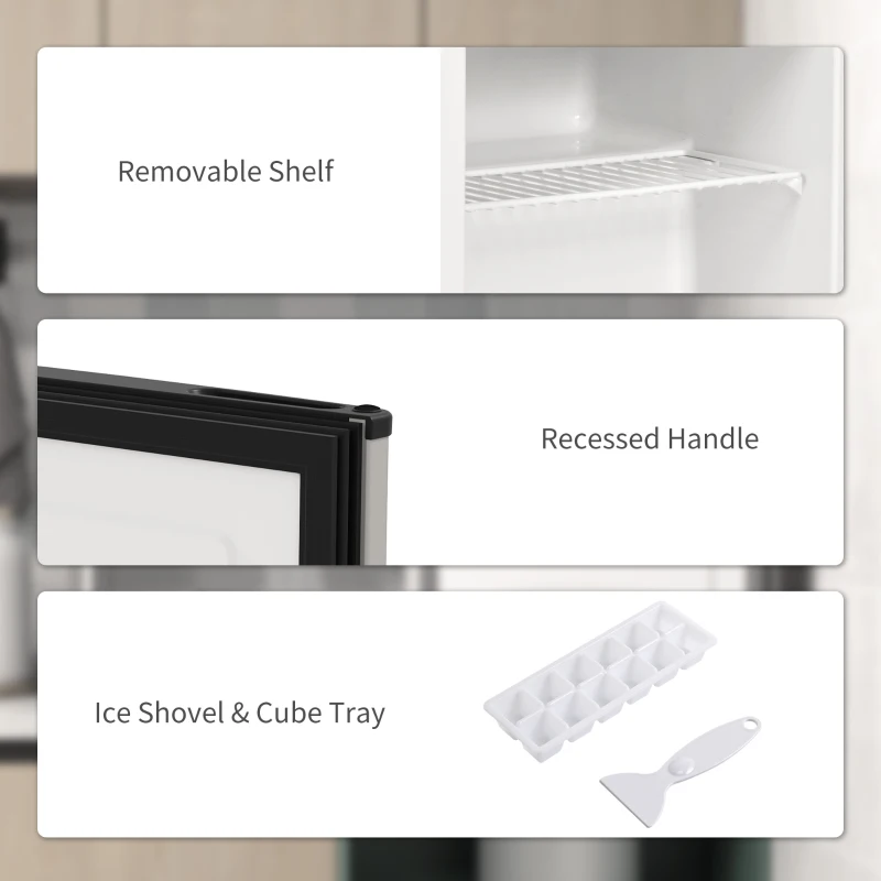 HOMCOM 35L Mini Freezer, -24℃ to -14℃ Temperature - Silver Tone