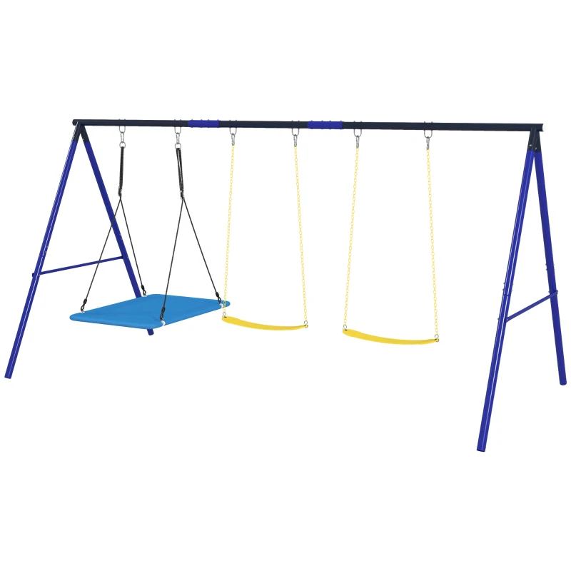 AIYAPLAY Conjunto de Baloiços para Crianças com 2 Baloiços Simples e 1 Baloiço Plataforma 365x180x184 cm Multicor
