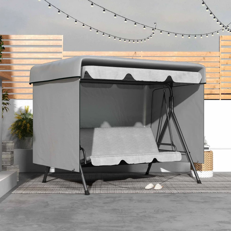 Outsunny Capa Protetora para Baloiço de Jardim de 3 Lugares 215x155x150 cm Cobertura para Móveis de Exterior Cinzento Claro