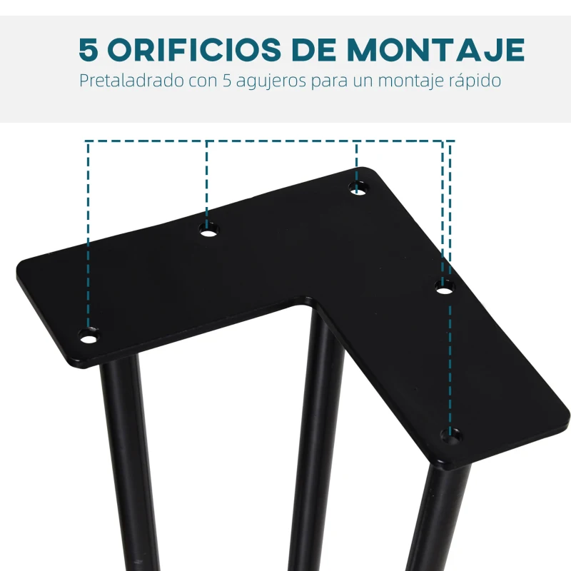 HOMCOM Conjunto de 4 Patas para Mesa de Estilo Industrial y Diseño Horquilla con Protectores Anti-arañazos de Goma 12x12x71cm Tornillos de Montaje Incluidos Negro