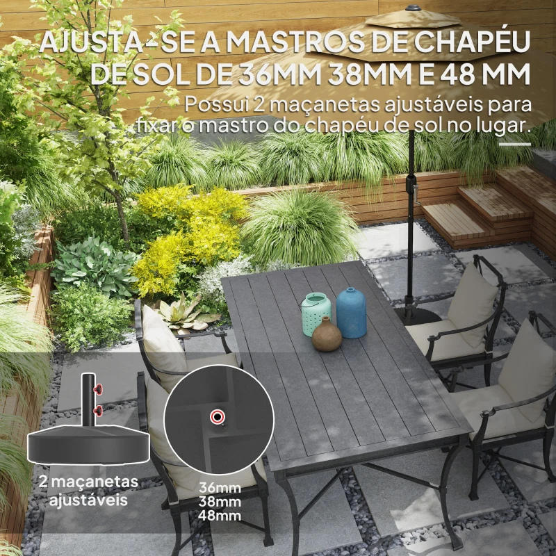 Outsunny Base para Chapéu de Sol Redonda Suporte para Chapéu de Sol Preenchível com Água 25L ou Areia 30kg Ø56x40 cm Preto