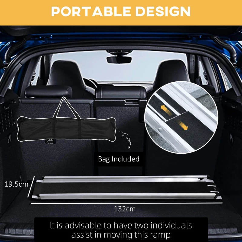 HOMCOM Set of Two 244cm Three-Level Aluminium Wheelchair Ramps