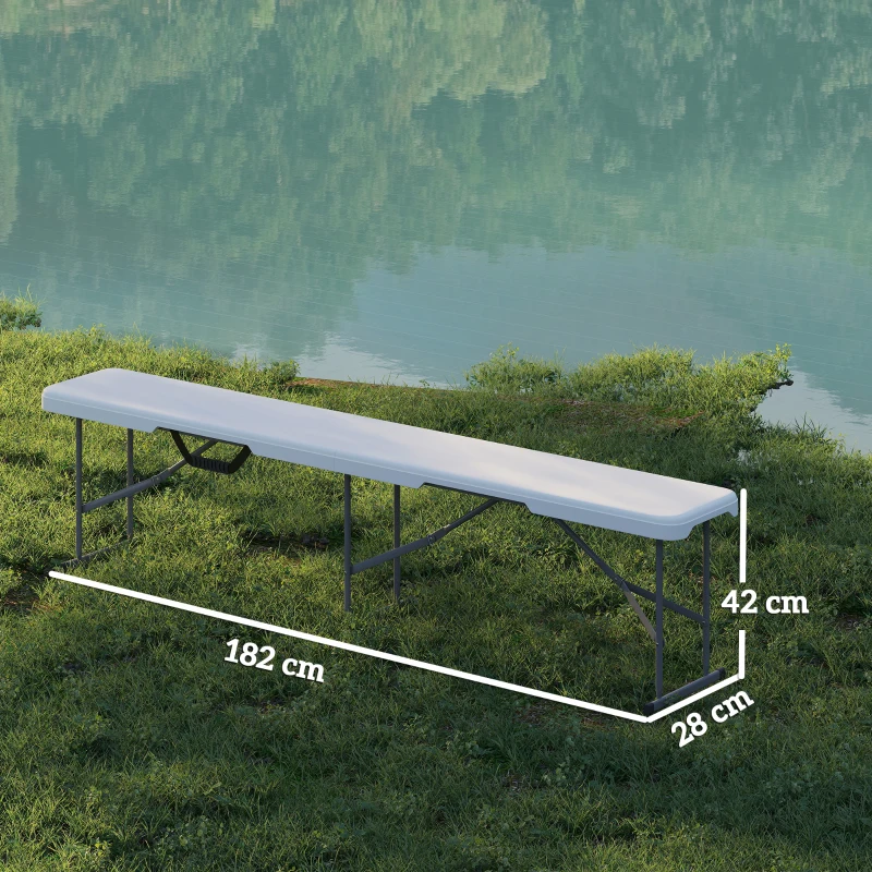 Outsunny Ławka Campingowa, Outdoor z Plastiku, Udźwig 240 kg, Biała