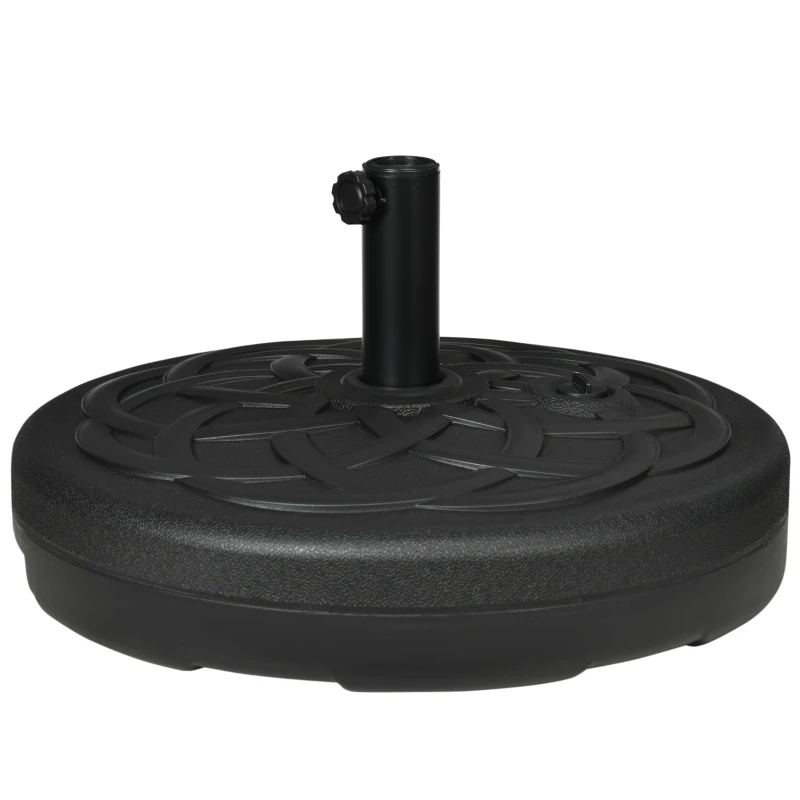 Outsunny Base per Ombrellone Rotonda in Plastica Riempibile con Acqua e Sabbia per Pali da 38-48 mm, Ø56 cm, Nero