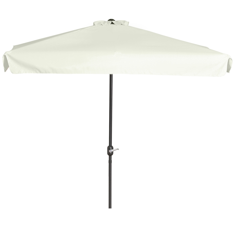 Outsunny Chapéu de Sol Retangular 230x130x249 cm Chapéu de Sol de Parede com Manivela Proteção UV para Varanda Jardim Creme