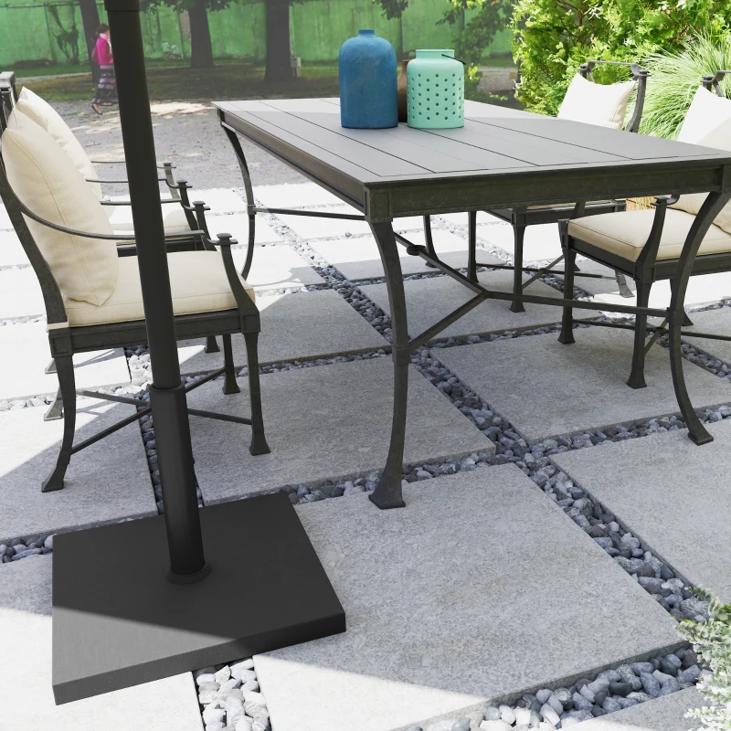 Outsunny Base per Ombrellone Quadrata da 14.5 kg con Manovella, in HDPE e Cemento, 44x44x30 cm, Nero