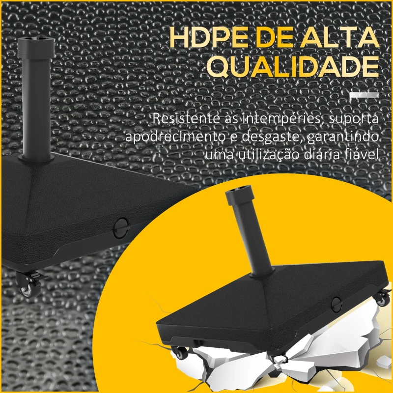 Outsunny Base para Chapéu de Sol Quadrada Suporte para Chapéu de Sol Preenchível com Água 17kg ou Areia 21kg 45x45x40 cm Preto