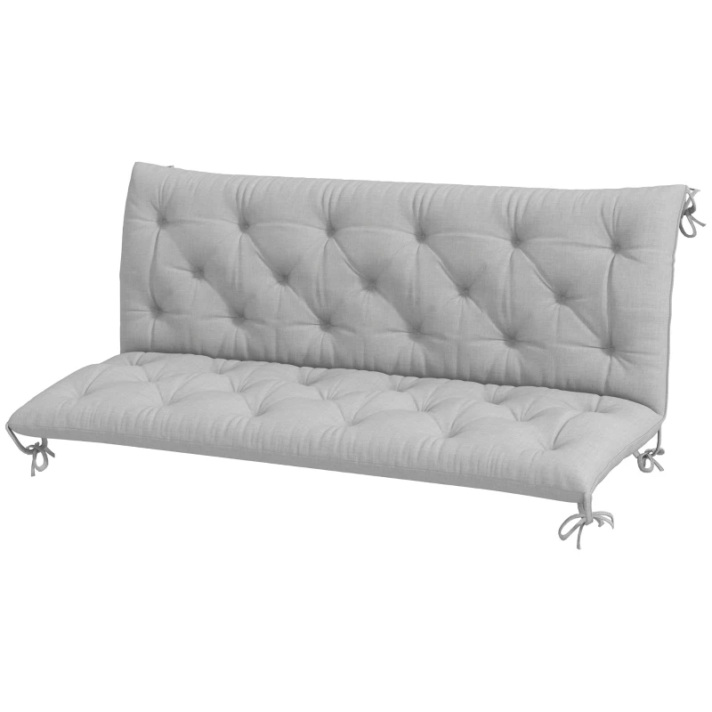 Outsunny Three-Seater Bench Cushion - Light Grey