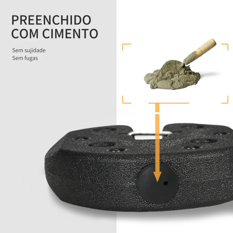 Outsunny Conjunto de 4 Pesos para Tendas Dobráveis Pesos para Pérgola Preenchidos com Cimento Bases para Toldo Pérgola Ø22x5,5 cm Preto