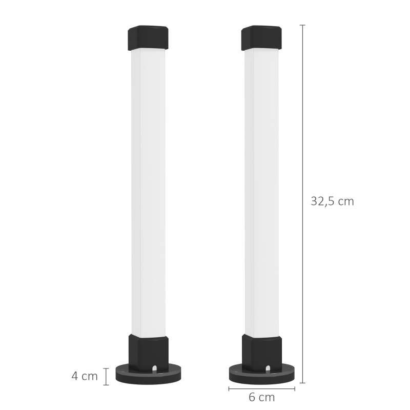 HOMCOM Conjunto de 2 Candeeiros de Mesa LED com Controlo Remoto App Bluetooth Sincronização com Música 6x6x32,5 cm Branco