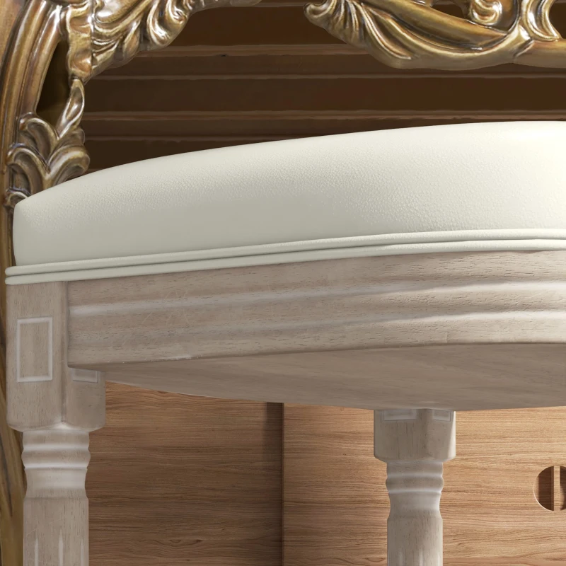 HOMCOM Set of Two French Style Wooden Dining Chairs - Cream White