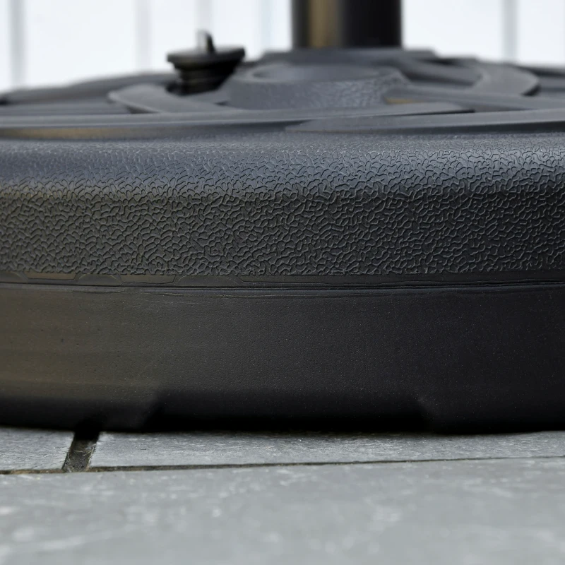 Outsunny Base per Ombrellone Rotonda in Plastica Riempibile con Acqua e Sabbia per Pali da 38-48 mm, Ø56 cm, Nero